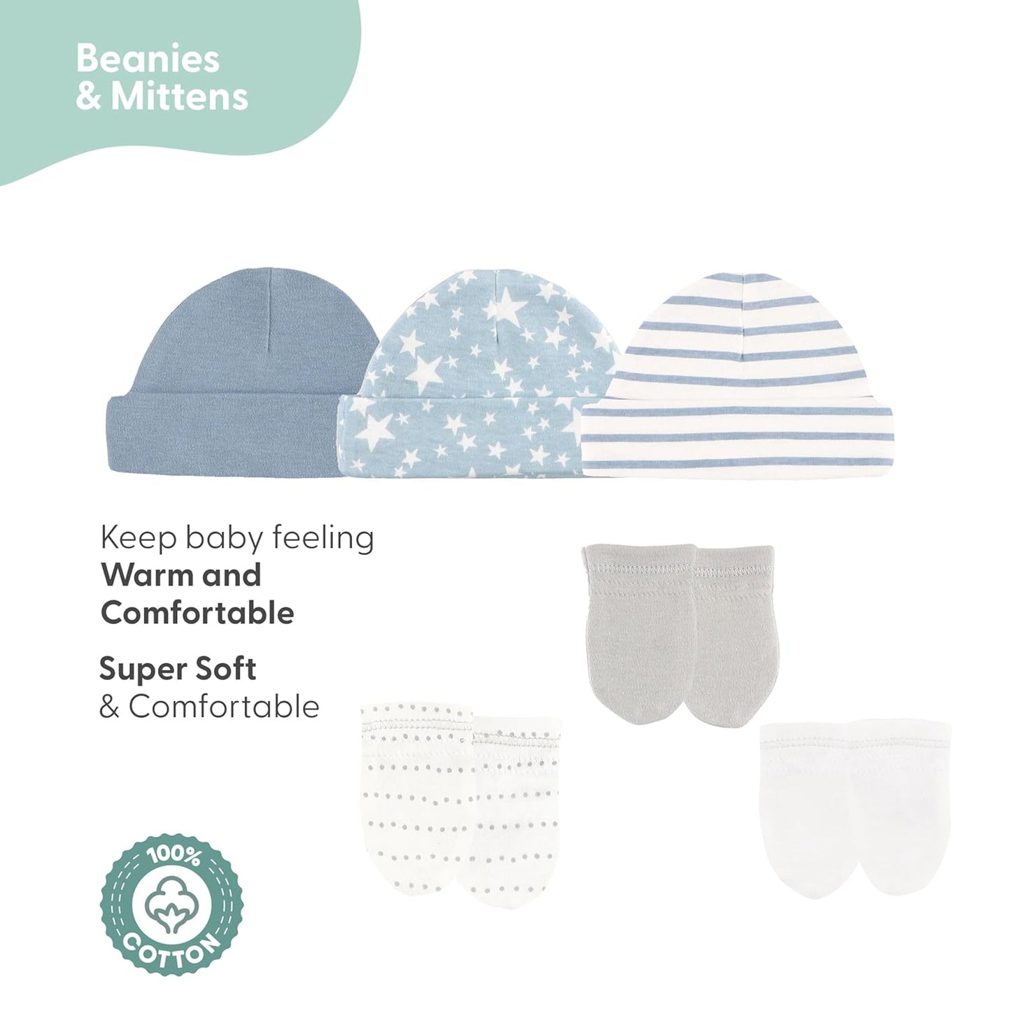 Peanutshell 23-Piece Baby Layette Gift Set for Boys - Essential Newborn Clothing and Accessories in Soft Blue (0-3 Months)