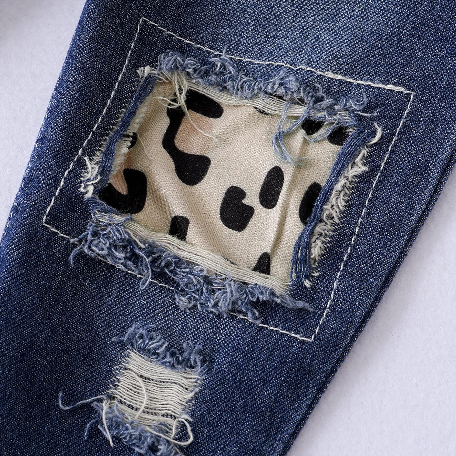 Infant and Toddler Denim Outfit Set for Baby Girls (12-24 Months) - Ruffle Top with Ripped Jeans