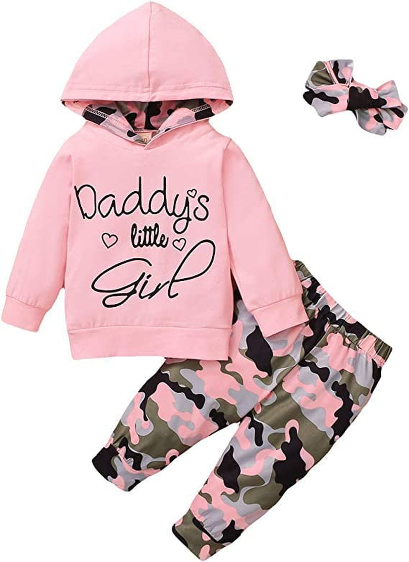 Toddler Outfit Set for Baby Girls - Hooded Long Sleeve Sweatshirt with Printed Leopard Pants and Headband